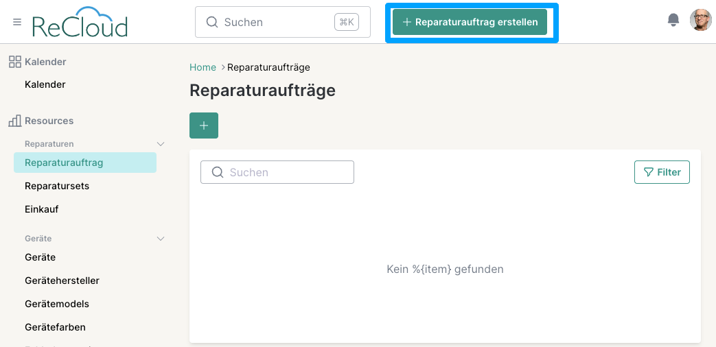 Reparaturauftrag erstellen