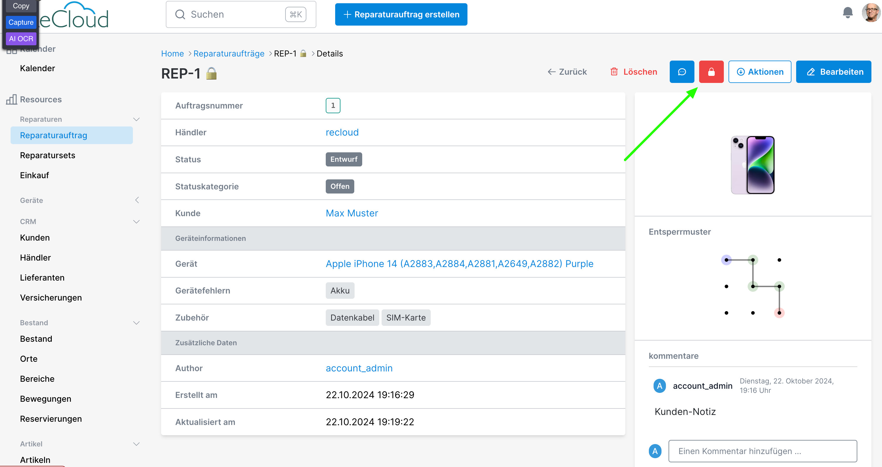 Sperren/Entsperren Feature
